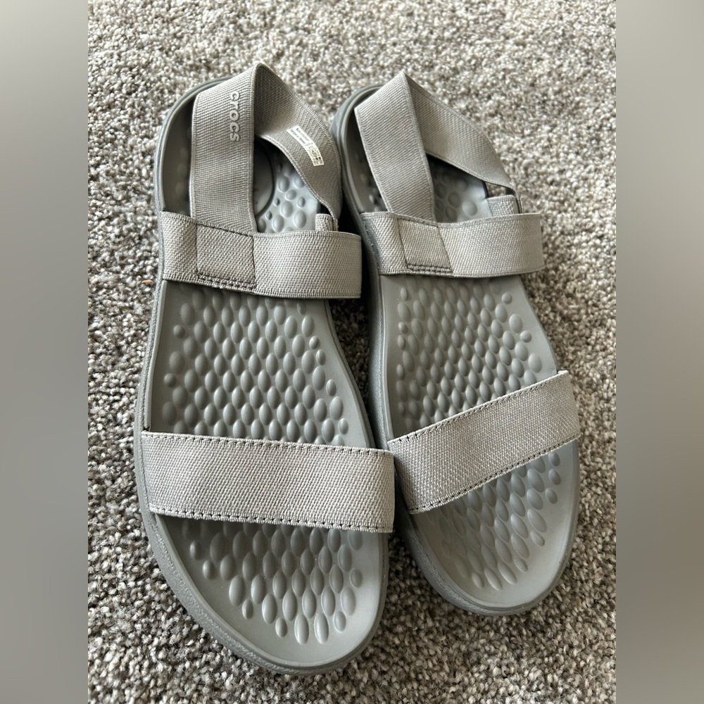 Crocs Gray Sandals with Textured Footbed